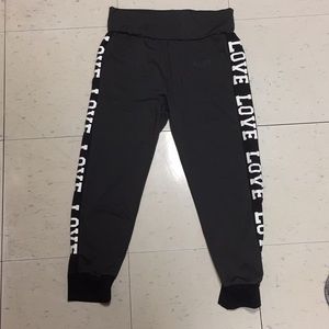 Grey Leggings with Black & White “Love” Details